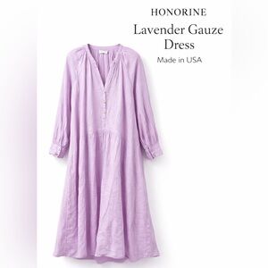 Honorine Lavender Cotton Peasant Dress | Boho Midi Tunic | Size M